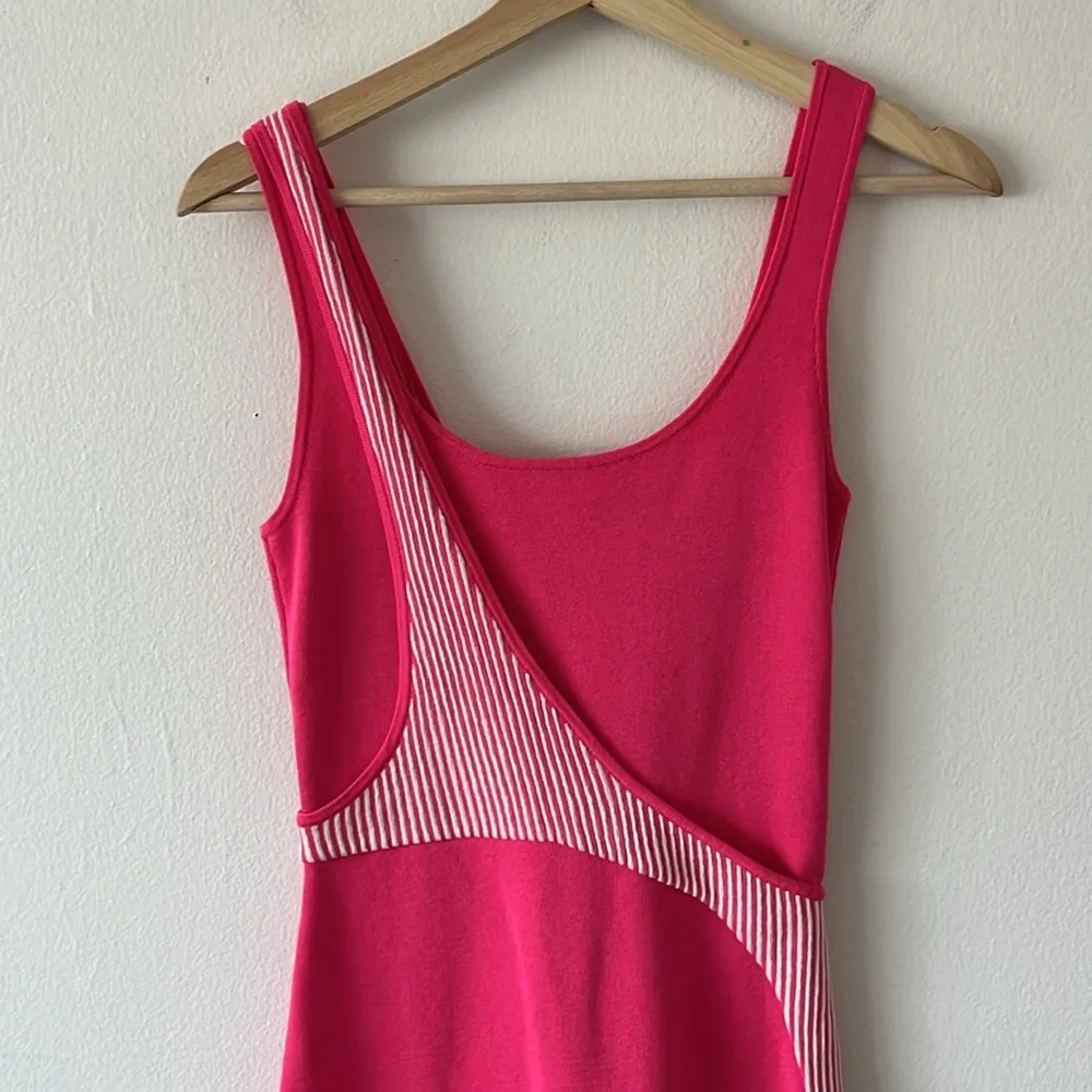 Esteban Cortazar Pink Varsity Knit Dress Bodycon Tank‎ Midi Dress size XS
